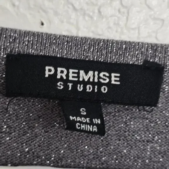Premise Sweater  Silver Metallic Sequin Crewneck - Picture 4 of 5
